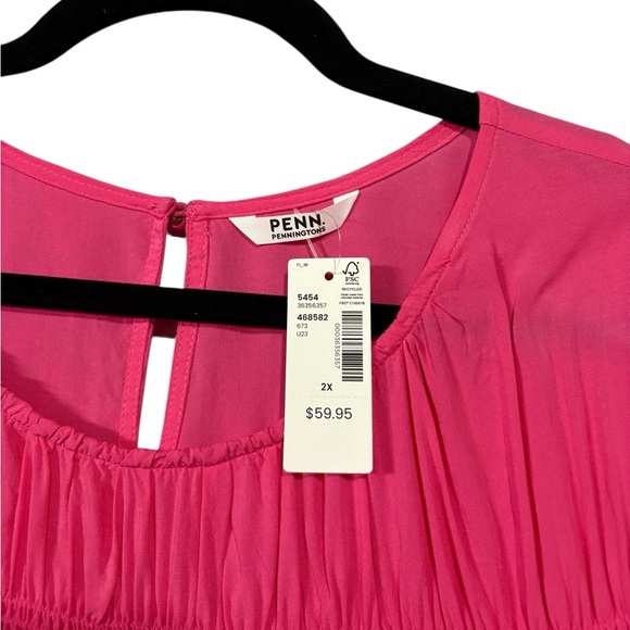 Penningtons, Plus Size Pink Short Sleeve Relaxed Blouse, 2X - Picture 4 of 9